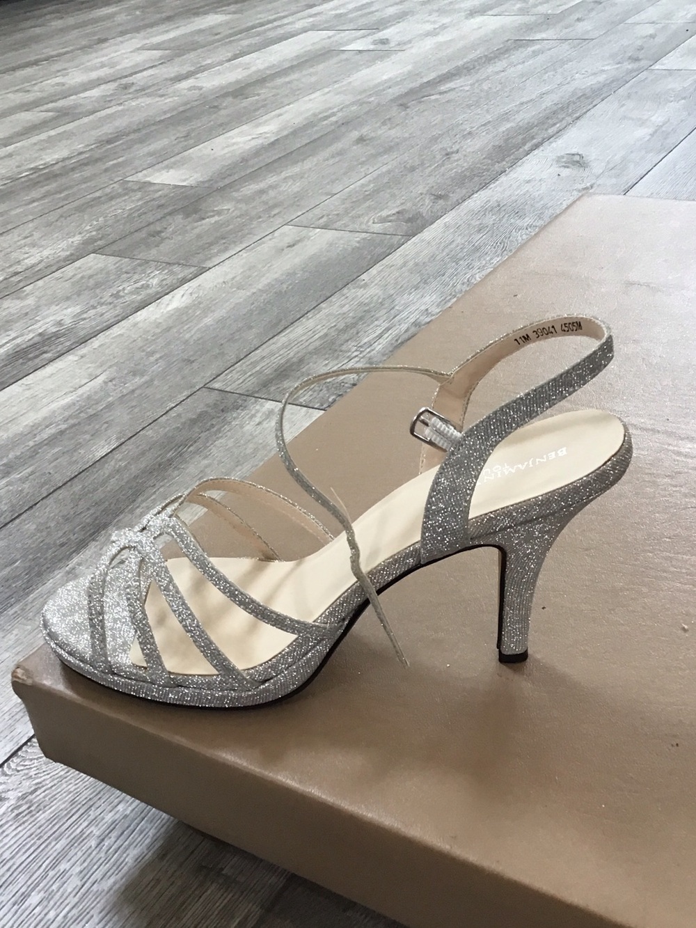 BCBGirls Silver Glitter Strappy Slingback Heels